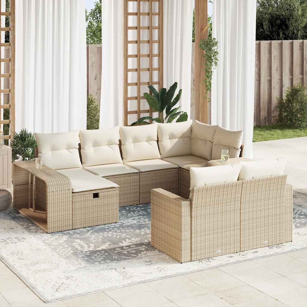 sofasæt til haven 10 dele med hynder polyrattan beige