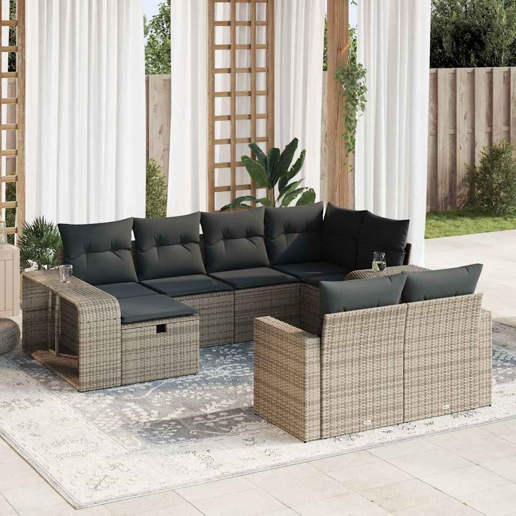 sofasæt til haven 10 dele med hynder polyrattan grå