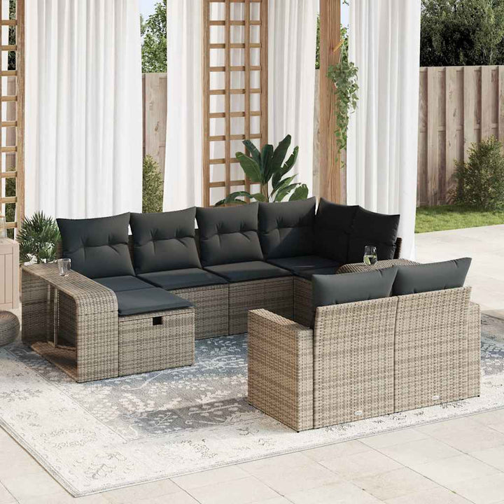 sofasæt til haven 10 dele med hynder polyrattan grå