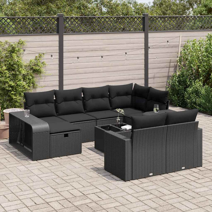 sofasæt til haven 11 dele med hynder polyrattan sort
