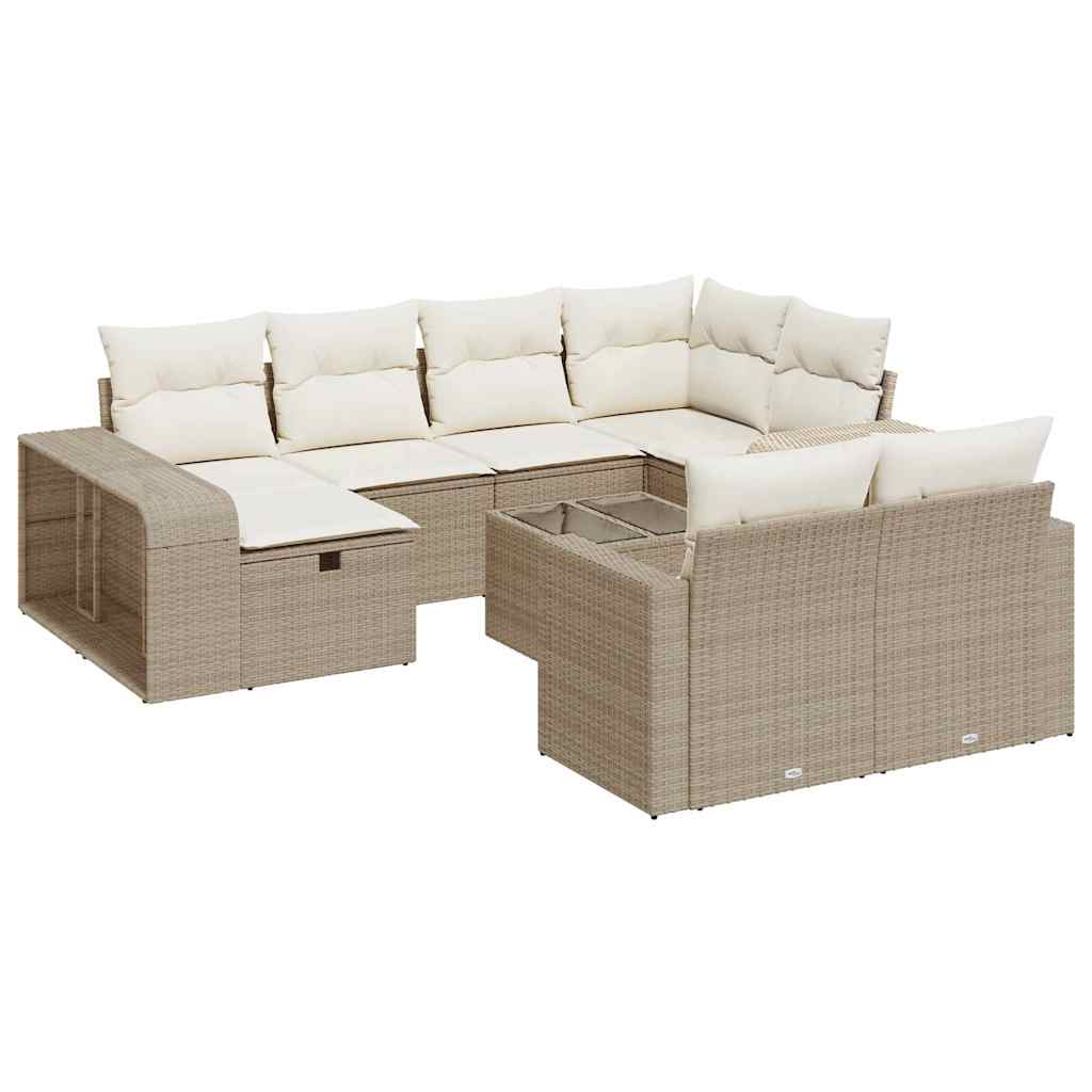 sofasæt til haven 11 dele med hynder polyrattan beige