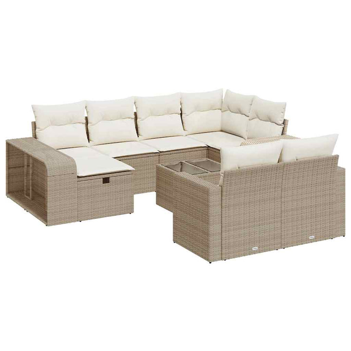 sofasæt til haven 11 dele med hynder polyrattan beige