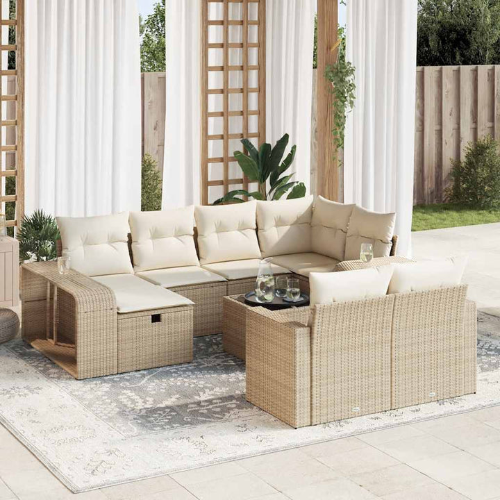 sofasæt til haven 11 dele med hynder polyrattan beige