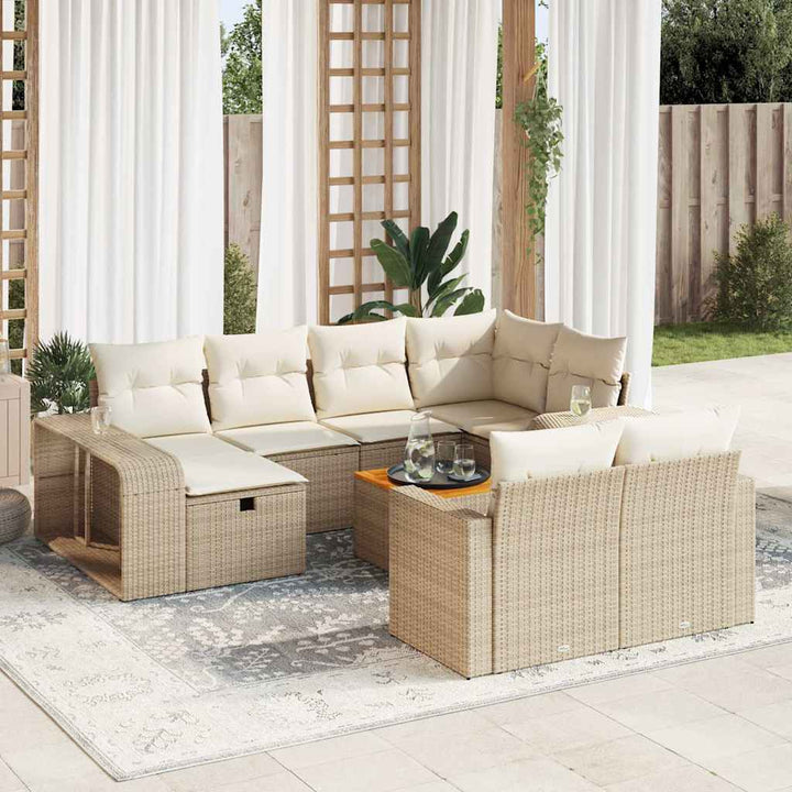 sofasæt til haven 11 dele med hynder polyrattan beige