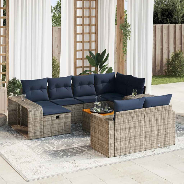 loungesæt til haven 11 dele med hynder polyrattan grå