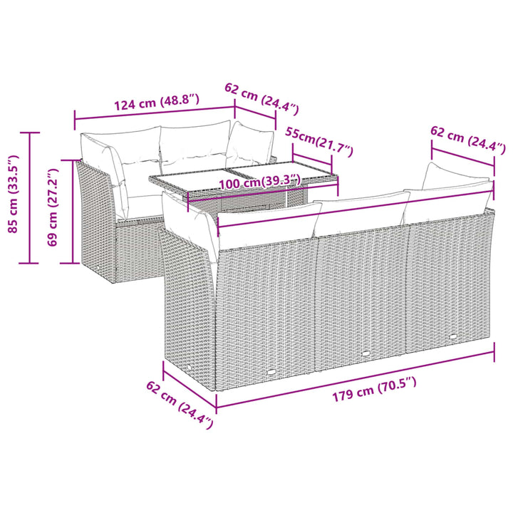 sofasæt til haven 6 dele med hynder polyrattan sort