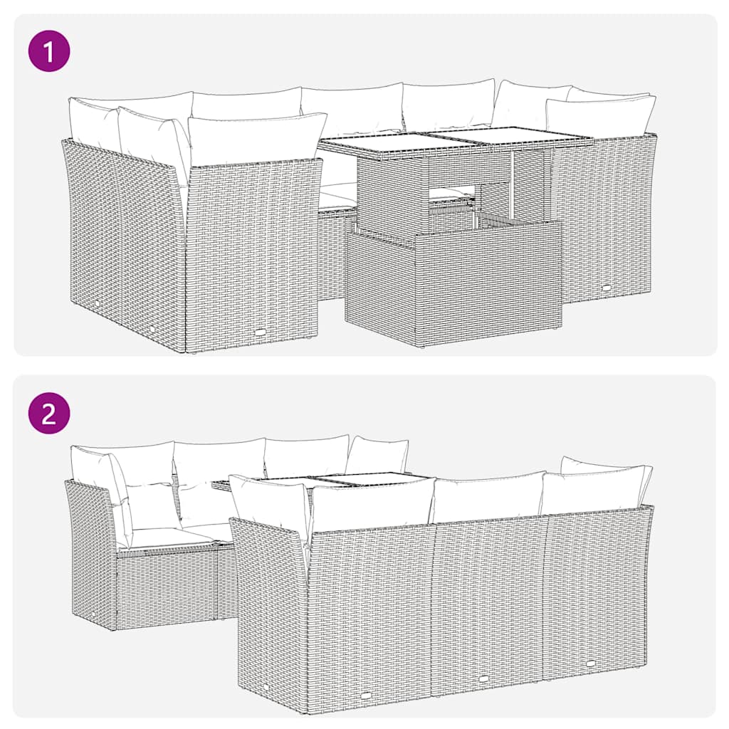 sofasæt til haven 7 dele med hynder polyrattan beige