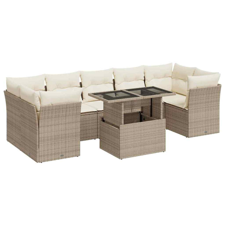 sofasæt til haven 8 dele med hynder polyrattan beige