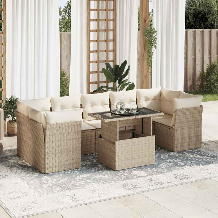 sofasæt til haven 8 dele med hynder polyrattan beige