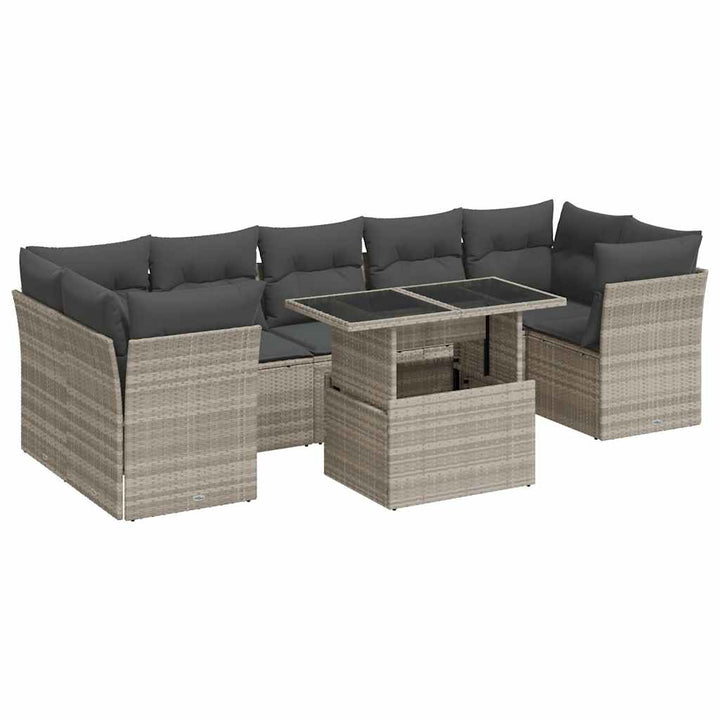 sofasæt til haven 8 dele med hynder polyrattan lysegrå