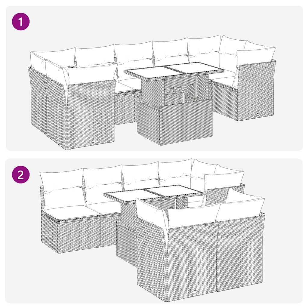 sofasæt til haven 8 dele med hynder polyrattan lysegrå