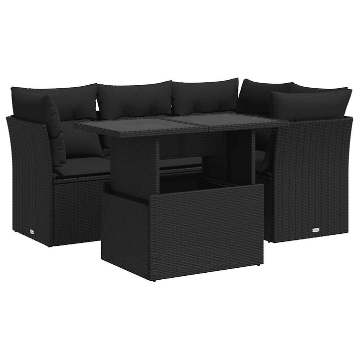 sofasæt til haven 5 dele med hynder polyrattan sort