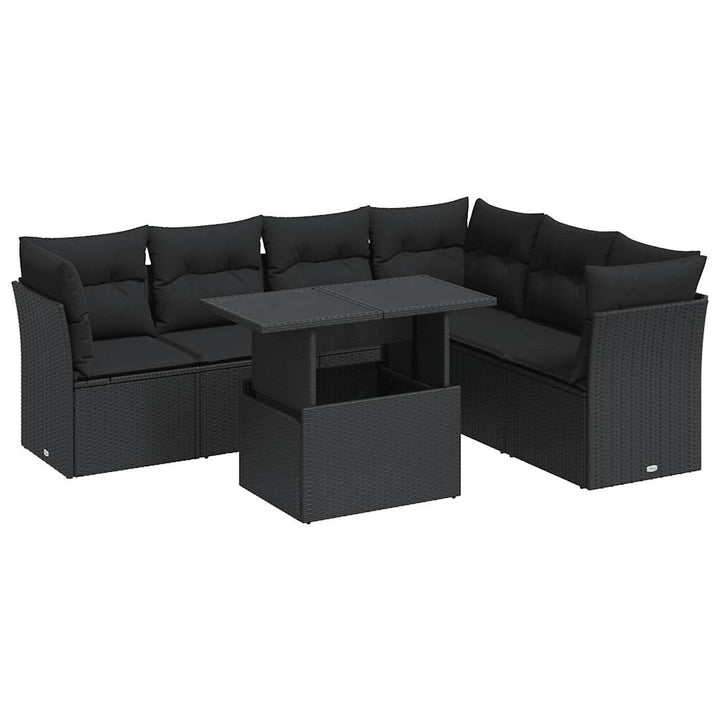 sofasæt til haven 7 dele med hynder polyrattan sort