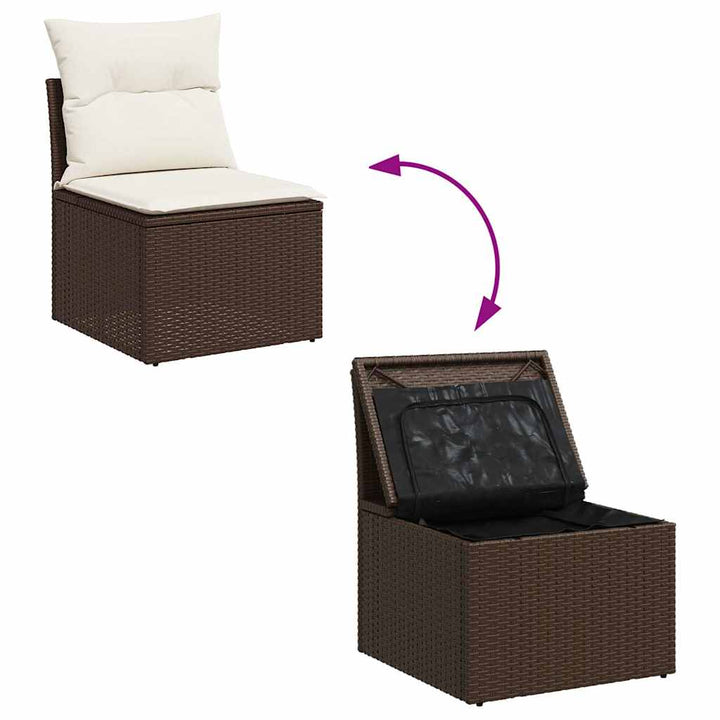 sofasæt til haven 7 dele med hynder polyrattan brun