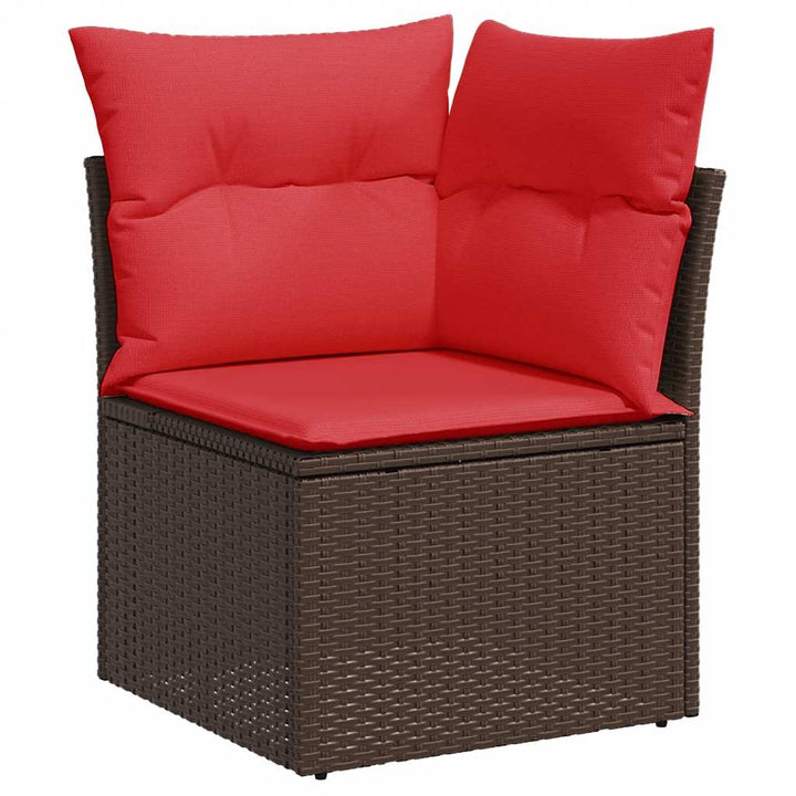 sofasæt til haven 7 dele med hynder polyrattan akacietræ brun