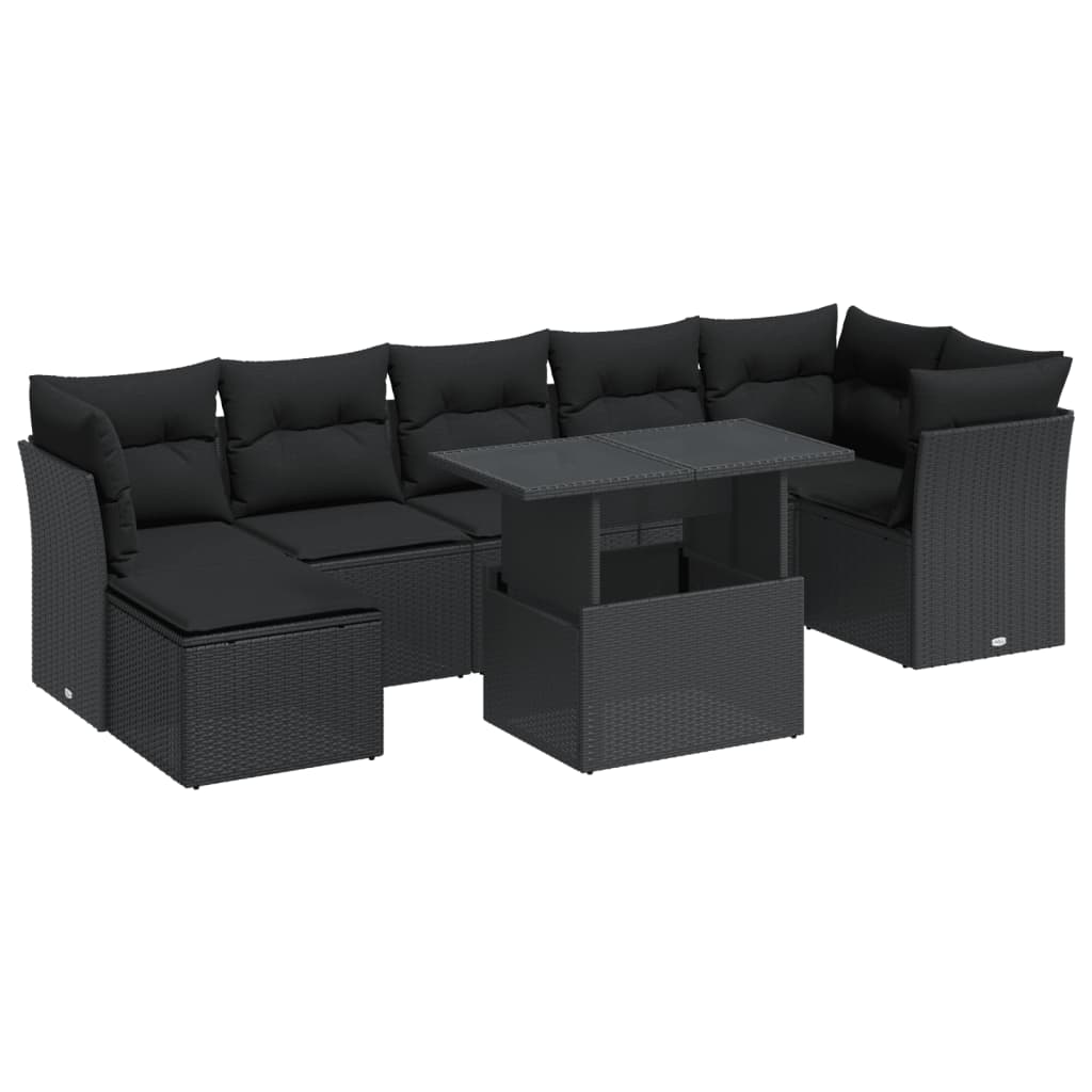 sofasæt til haven 8 dele med hynder polyrattan sort