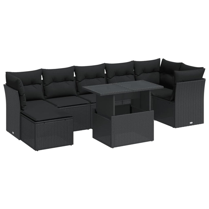 sofasæt til haven 8 dele med hynder polyrattan sort