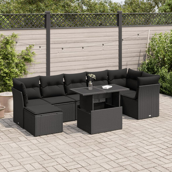 sofasæt til haven 8 dele med hynder polyrattan sort