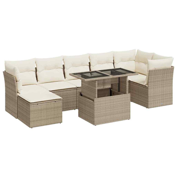 sofasæt til haven 8 dele med hynder polyrattan beige