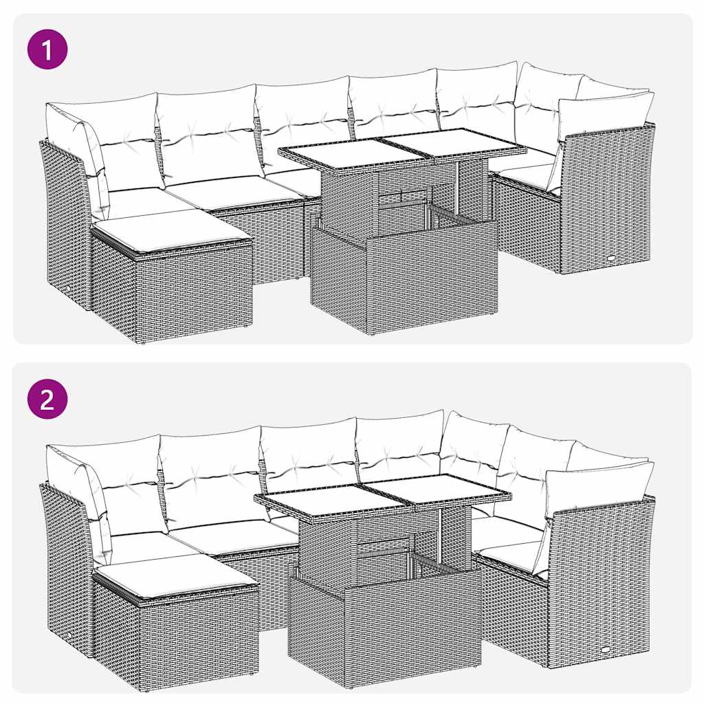 sofasæt til haven 8 dele med hynder polyrattan beige