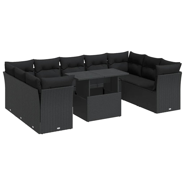 sofasæt til haven 10 dele med hynder polyrattan sort
