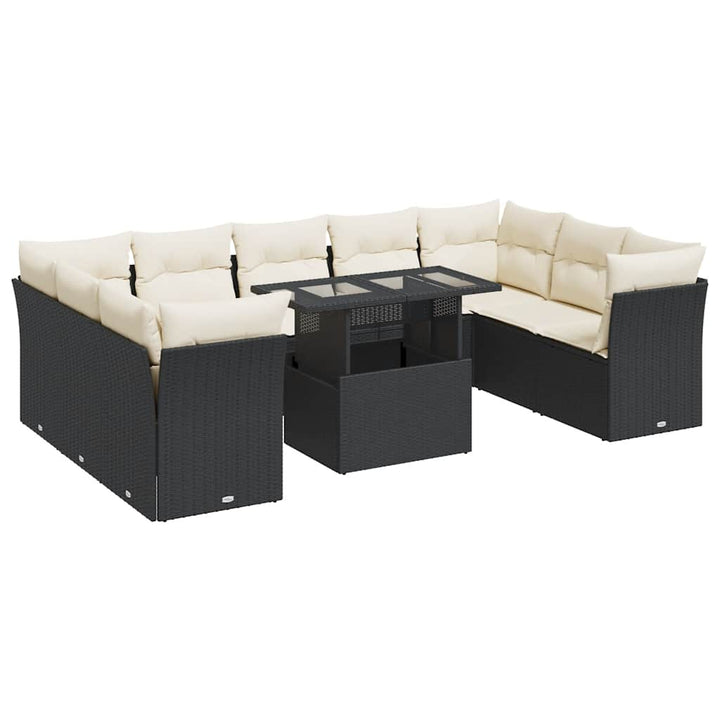 sofasæt til haven 10 dele med hynder polyrattan sort
