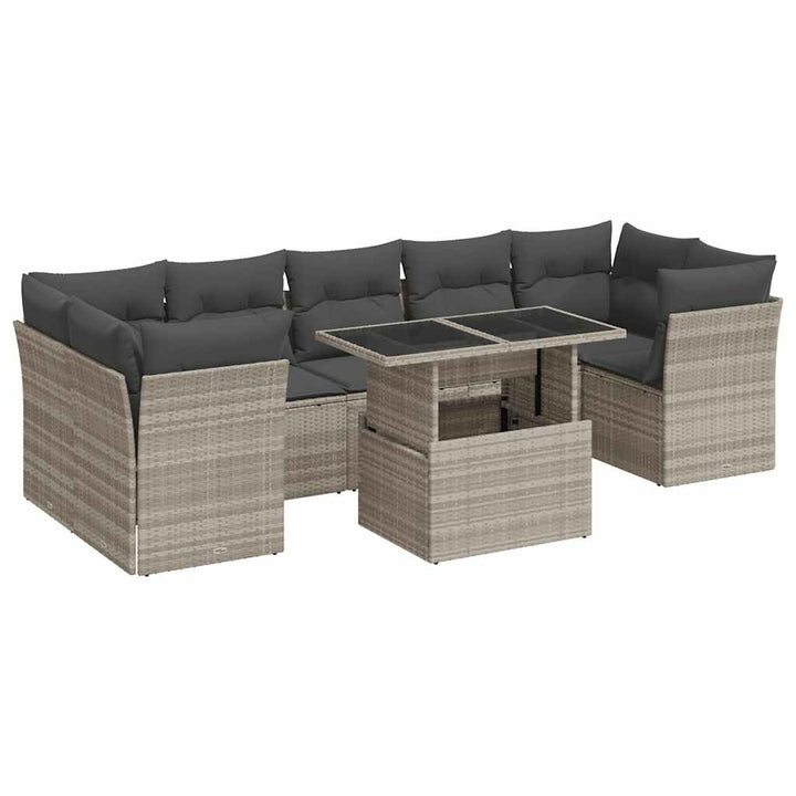 sofasæt til haven 10 dele med hynder polyrattan lysegrå