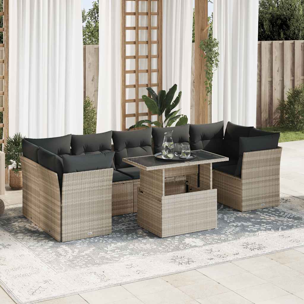 sofasæt til haven 10 dele med hynder polyrattan lysegrå