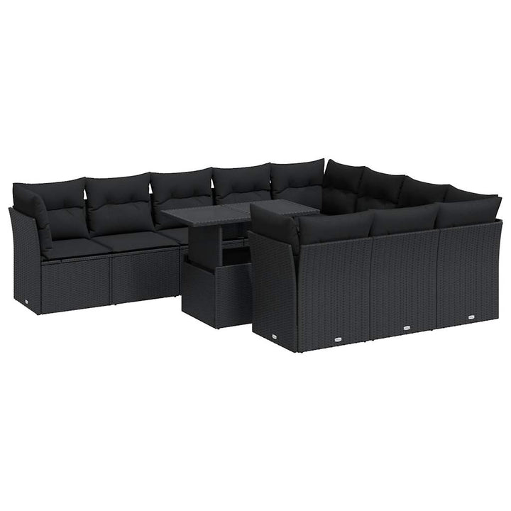 sofasæt til haven 11 dele med hynder polyrattan sort