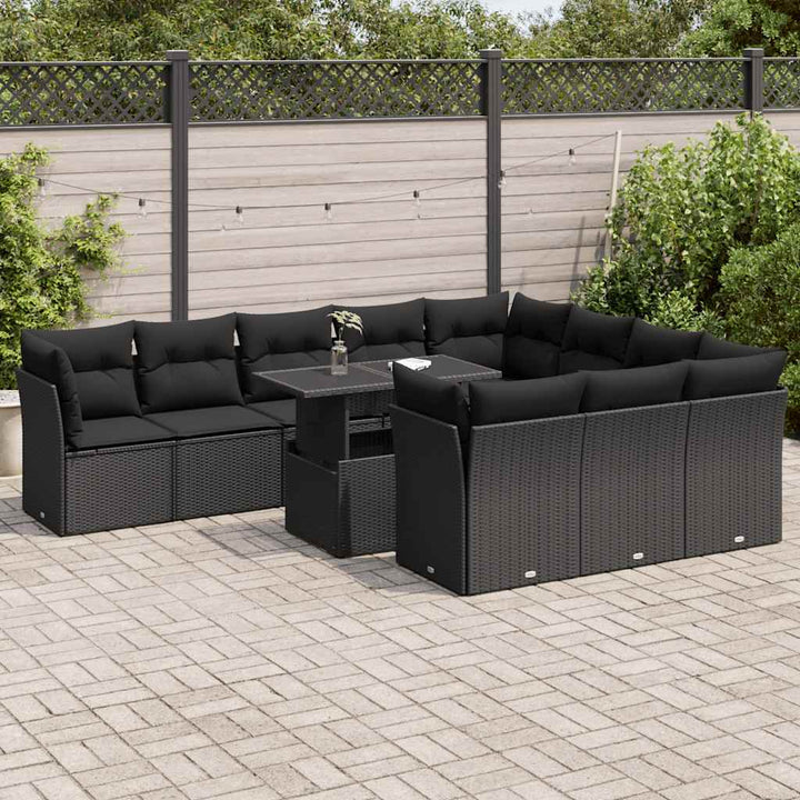 sofasæt til haven 11 dele med hynder polyrattan sort