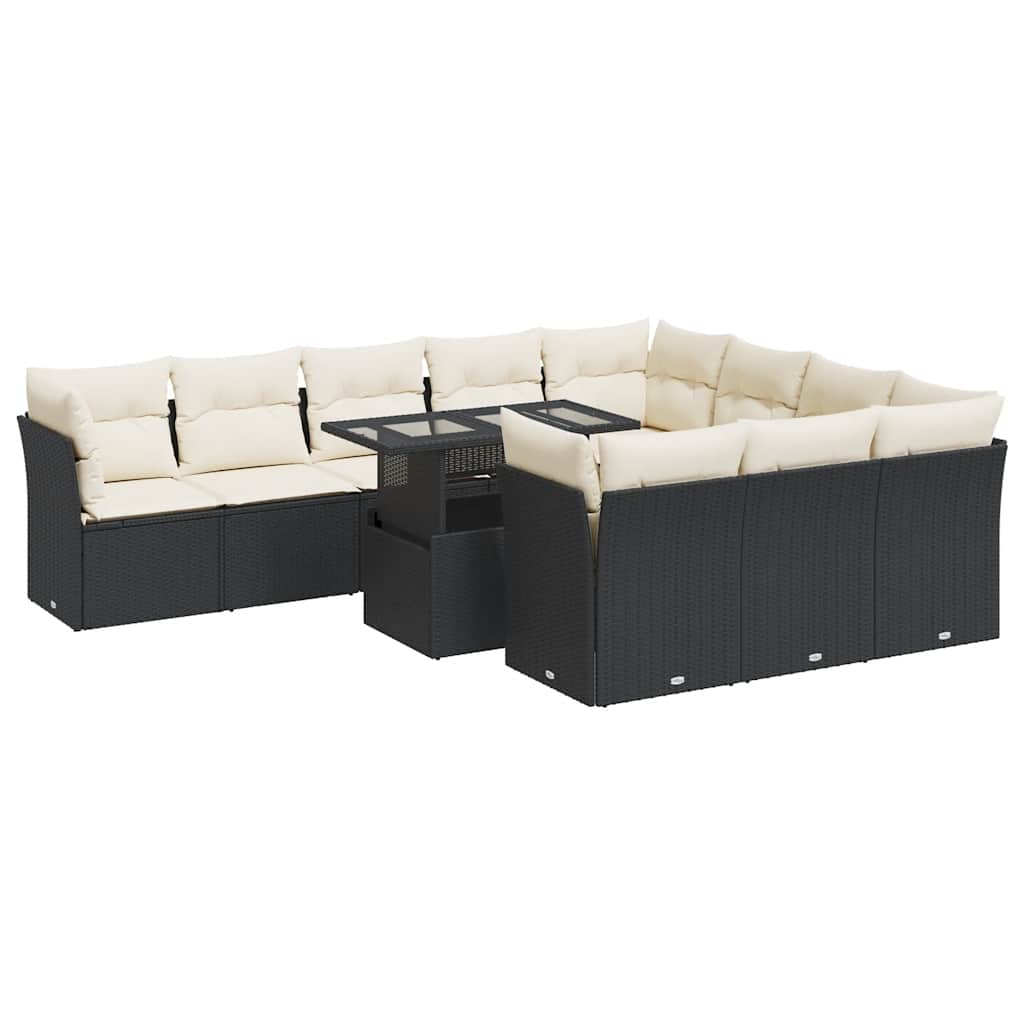 sofasæt til haven 11 dele med hynder polyrattan sort