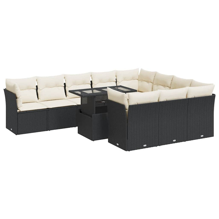 sofasæt til haven 11 dele med hynder polyrattan sort