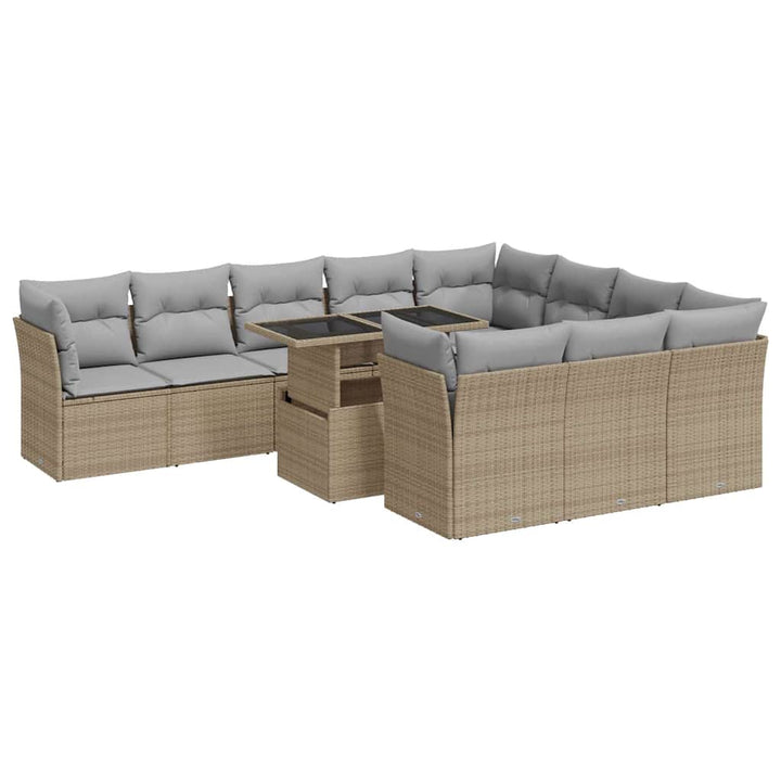 sofasæt til haven 11 dele med hynder polyrattan beige