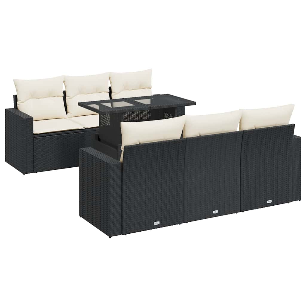 sofasæt til haven 7 dele med hynder polyrattan sort
