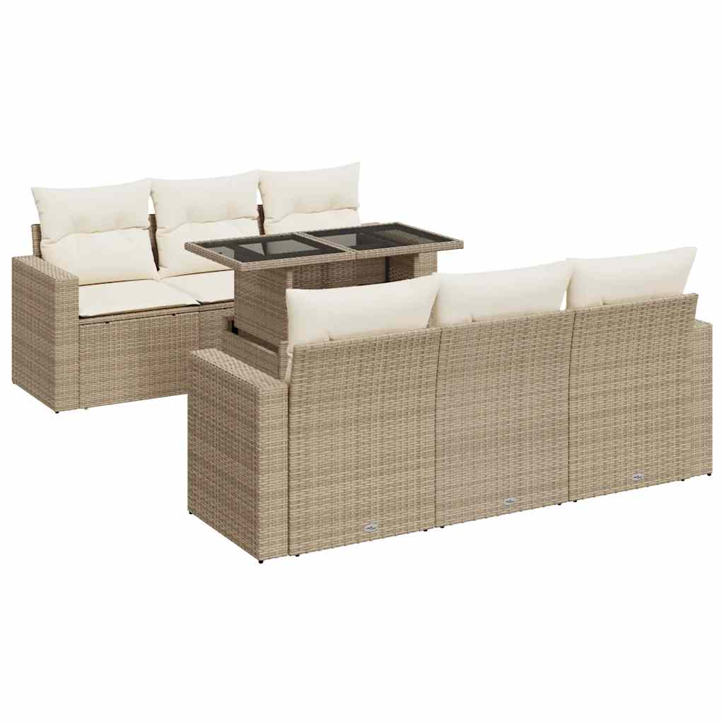 sofasæt til haven 7 dele med hynder polyrattan beige