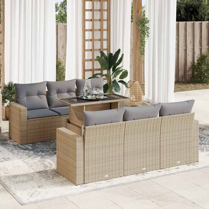 sofasæt til haven 7 dele med hynder polyrattan beige