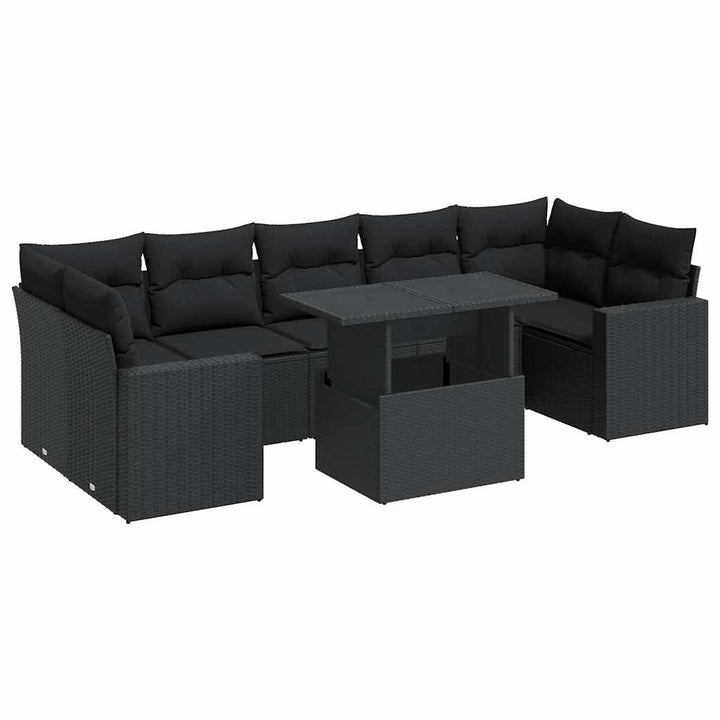 sofasæt til haven 8 dele med hynder polyrattan sort