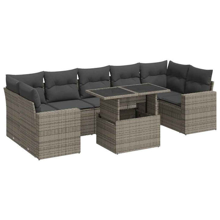 sofasæt til haven 8 dele med hynder polyrattan grå