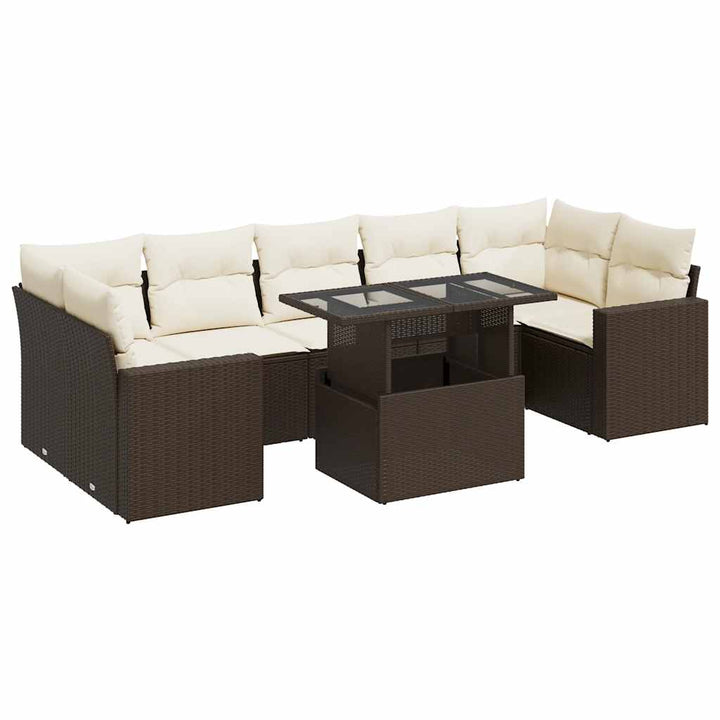 sofasæt til haven 8 dele med hynder polyrattan brun