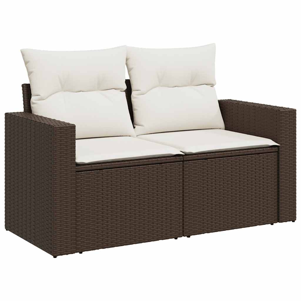 sofasæt til haven 9 dele med hynder polyrattan brun