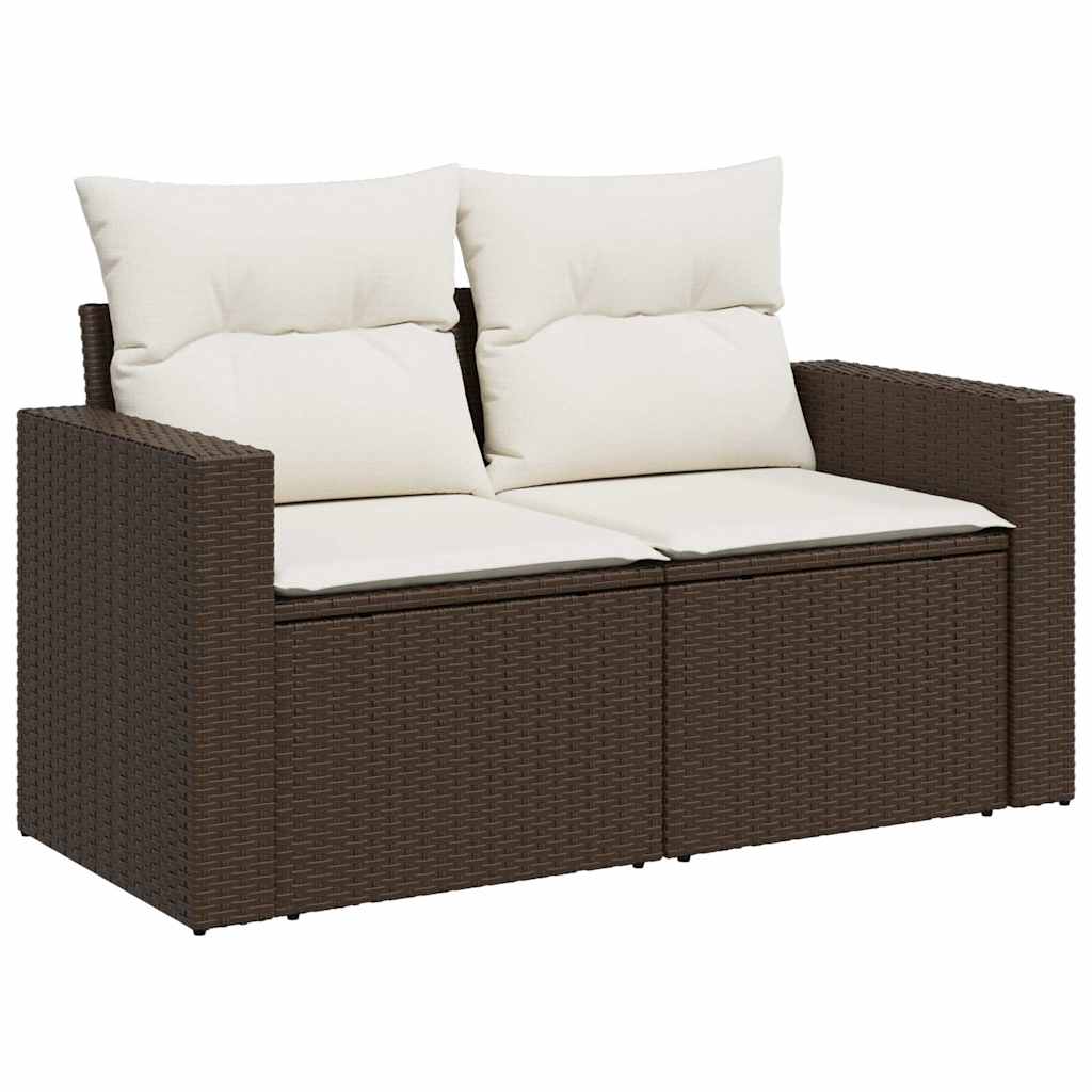 sofasæt til haven 7 dele med hynder polyrattan brun