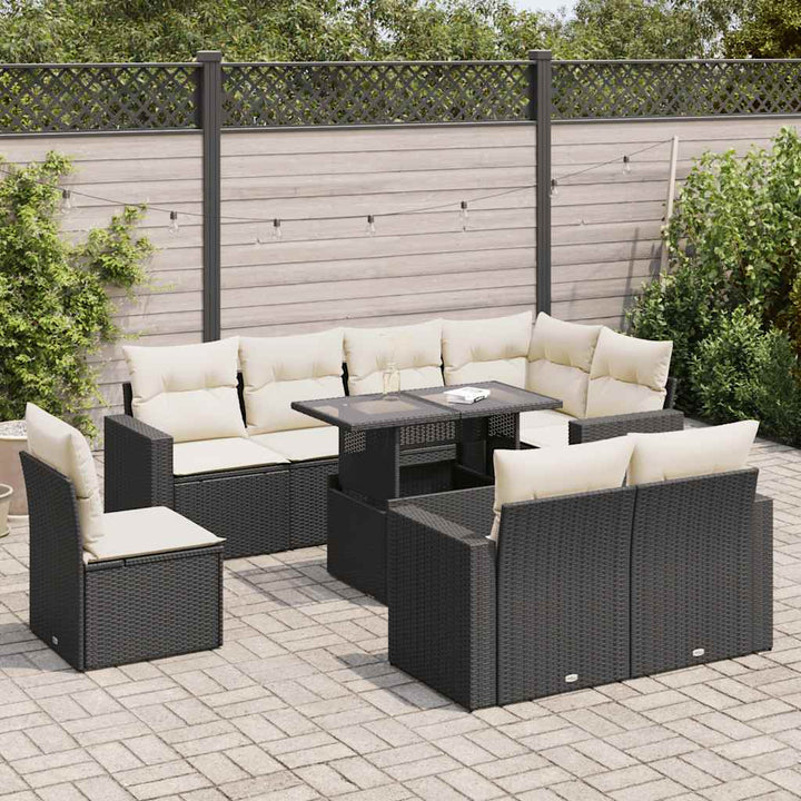 sofasæt til haven 9 dele med hynder polyrattan sort