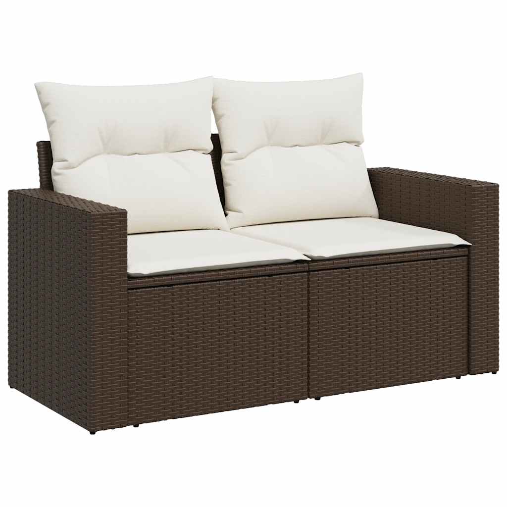 sofasæt til haven 9 dele med hynder polyrattan brun