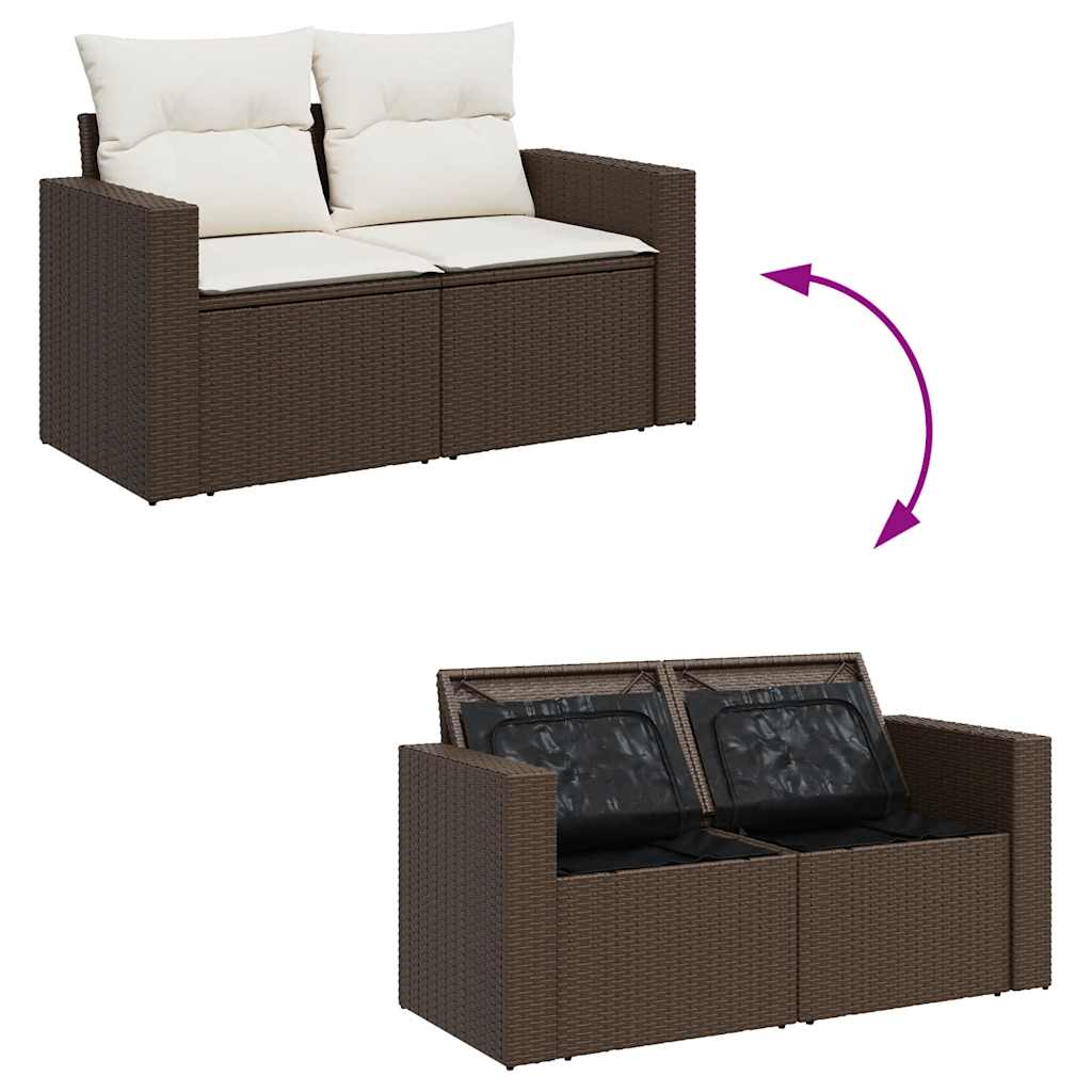sofasæt til haven 9 dele med hynder polyrattan brun