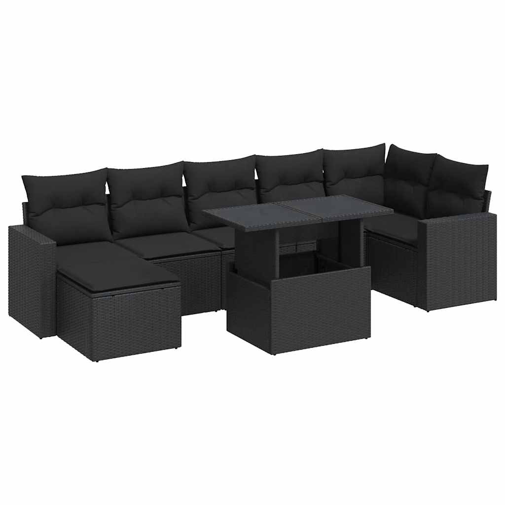 sofasæt til haven 8 dele med hynder polyrattan sort