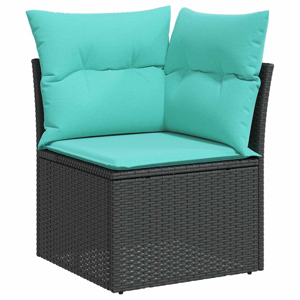 sofasæt til haven 8 dele med hynder polyrattan akacietræ sort