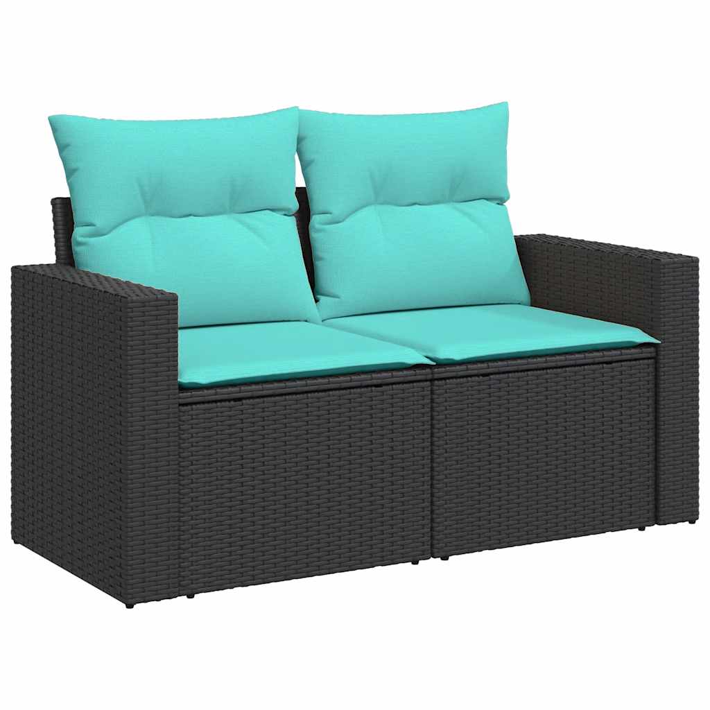 sofasæt til haven 8 dele med hynder polyrattan akacietræ sort