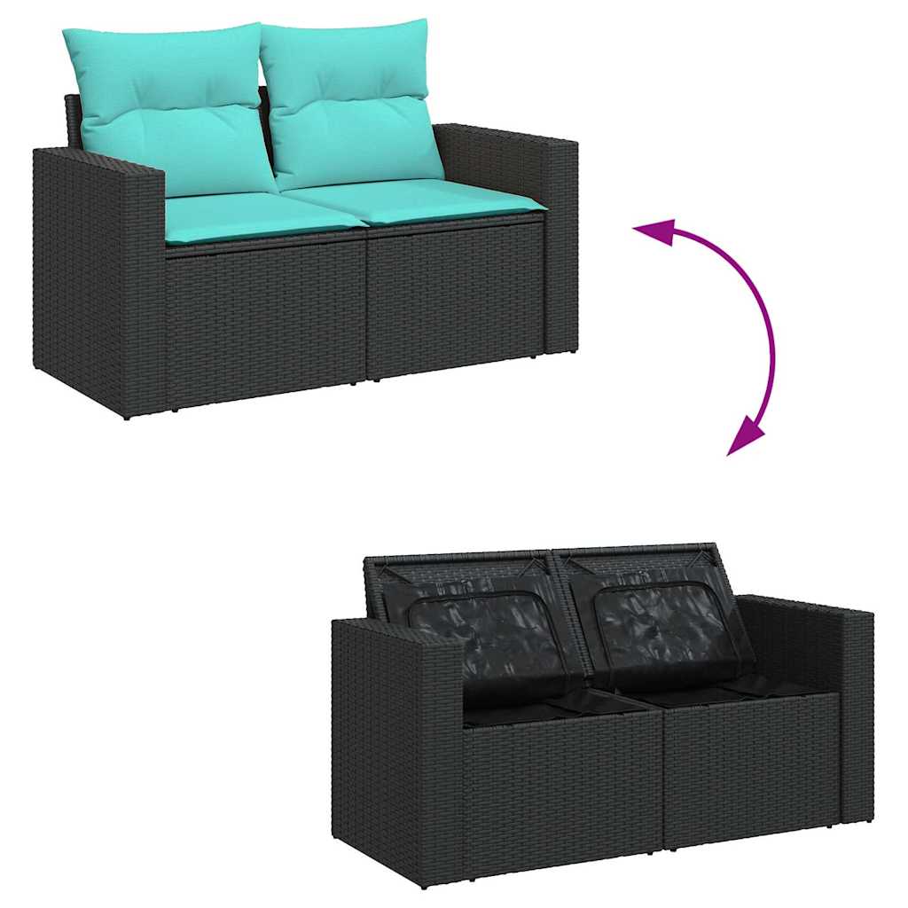 sofasæt til haven 8 dele med hynder polyrattan akacietræ sort