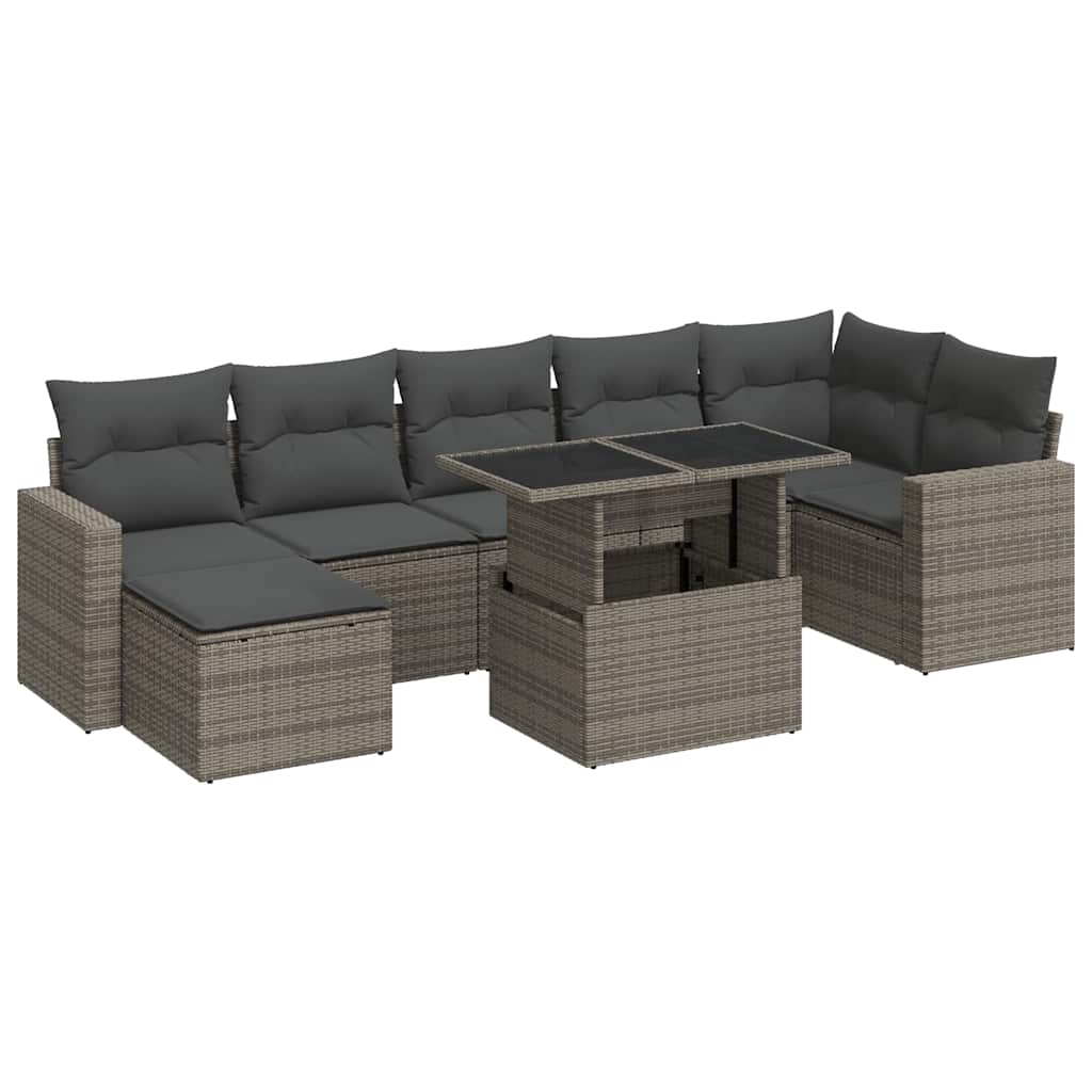 sofasæt til haven 8 dele med hynder polyrattan grå
