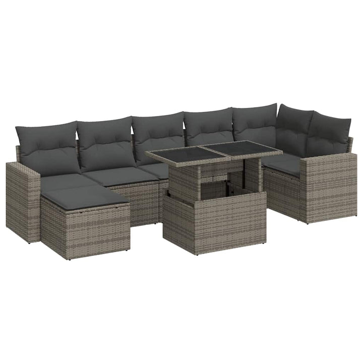 sofasæt til haven 8 dele med hynder polyrattan grå